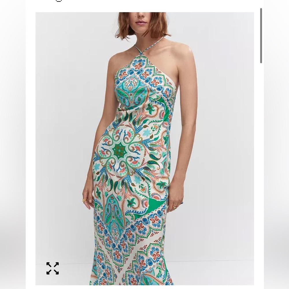 Mango Halter Neck Open Back Patterned Paisley Pri… - image 2